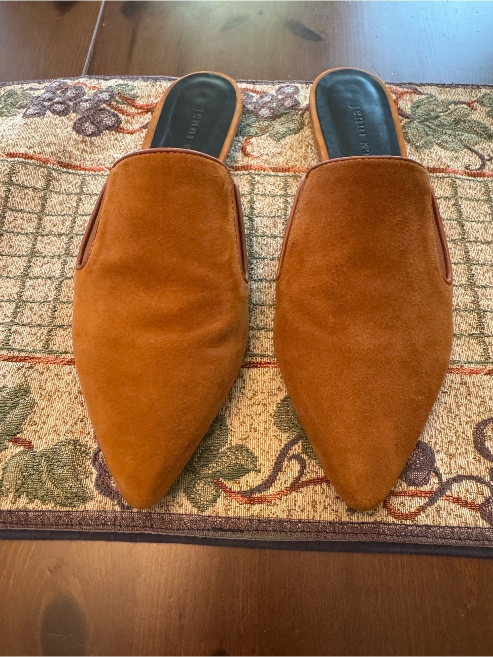 Jenni Kayne Pointed Suede Slip-On Mules in Rust